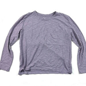Garnet Hill Oasis Shirt Long Sleeve Boxy Heathered Purple